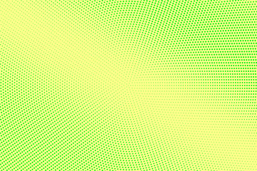 Yellow green halftone vector background. Micro halftone texture. Pale dotwork gradient. Vibrant dotted halftone