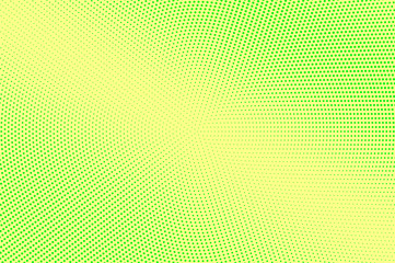 Obraz premium Yellow green halftone vector background. Micro halftone texture. Pale dotwork gradient. Vibrant dotted halftone
