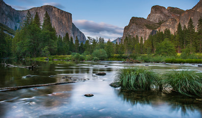 Merced river and valley in Yosemite