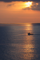 sunrise at ocean seascape with reflection