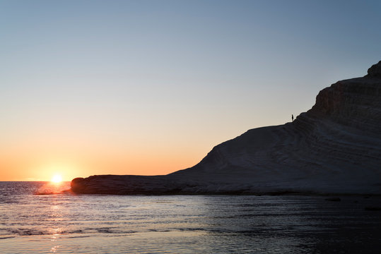 Scala dei Turchi cliff at sunset, Sicily, Italy