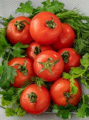 Tomatoes and spicy herbs.