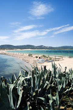 View of beach, Isola dei Gabbiani, Poro Pollo, Sardinia, Italy