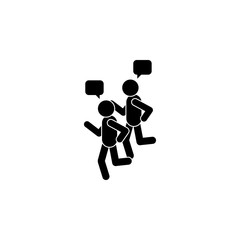 Two people running, talking icon. Simple glyph, flat vector of People talk icons for UI and UX, website or mobile application