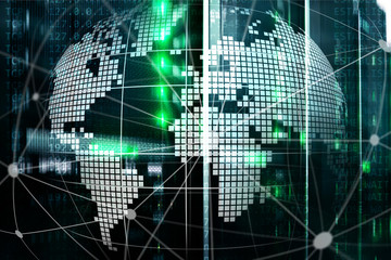 3D Earth as telecommunication and internet technology concept.