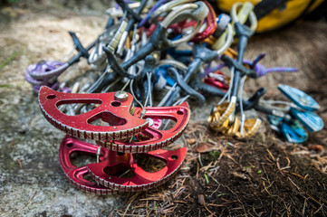 Close up of climbing gear 