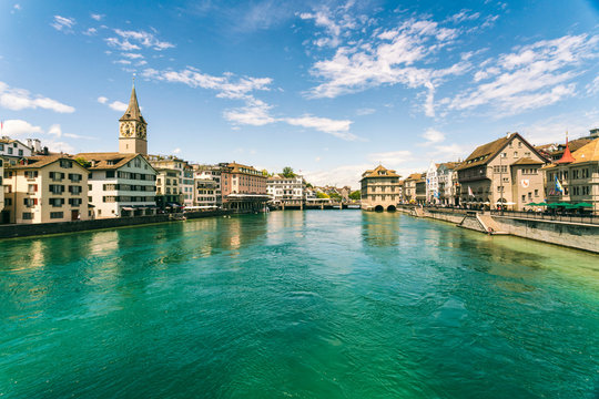 Cityscape with old town and Limmat river, Zurich, Switzerland
