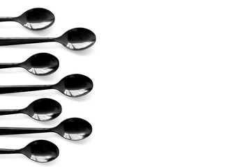 Plastic utilization and the Earth protection concept with flatware on white background top view mock up