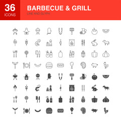 Barbecue Grill Line Web Glyph Icons
