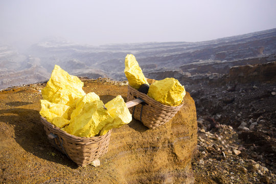 Worker at Ijen volcano,Java,Indonesia