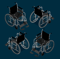 Isometric wheelchair vector illoustration