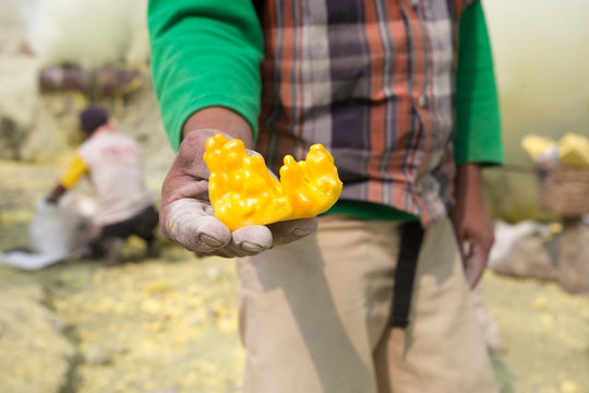 Worker at Ijen volcano,Java,Indonesia
