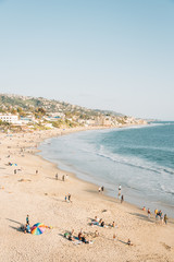 Fototapeta na wymiar View of the beach and hills from Heisler Park, in Laguna Beach, Orange County, California