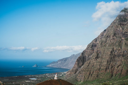 Pulled Back View Of Parroquia De Nuestra Senora De Candelaria In The Island Of El Hierro