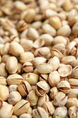 Pistachios. Salted pistachios. Pistachios in shell. pistachios close up. Pistachio background