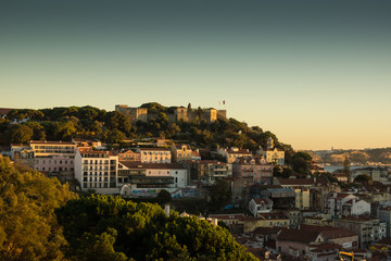 dusk in the city view over the whole city lisbon