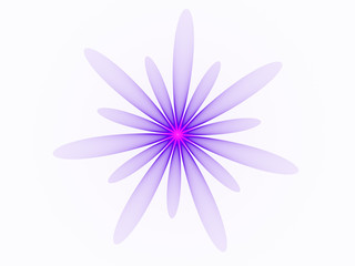 Illustration - Transparent Flower Graphic Resource, Colorful See-Through Pink Petals, White Background. Simple Minimal Design with Symmetrical Petals of Alternating Size. Abstract Artistic Design