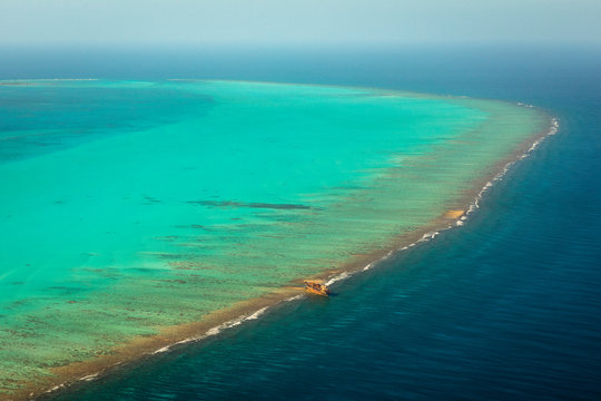 Scenic view of boat in ocean