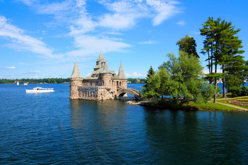 Fototapeta na wymiar Castle on Heart Island, one of the Thousand Islands, New York state, USA