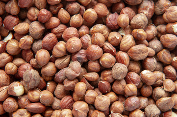 Background and texture of dried organic hazelnuts