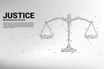Justice scale polygon style from dot and line connection. Background Concept of crime and law system