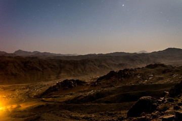 Obraz na płótnie Canvas night landscape, bald mountains against a starry sky