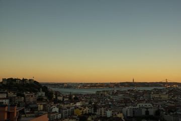Fototapeta na wymiar sunset over lisbon downtown