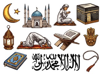 Islamic religion holy symbols for Ramadan Kareem
