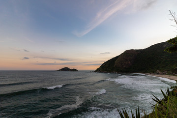 Fototapeta premium multicolored sunset at the lookout for beach in rio de janeiro brazil