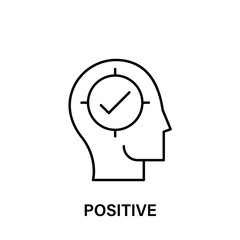 thinking, head, target, check, positive icon. Element of human positive thinking icon. Thin line icon for website design and development, app development. Premium icon
