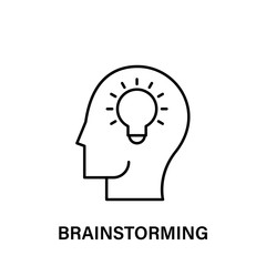 thinking, head, bulb, brainstorming icon. Element of human positive thinking icon. Thin line icon for website design and development, app development. Premium icon
