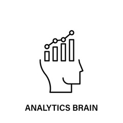 thinking, head, chart, analytics brain icon. Element of human positive thinking icon. Thin line icon for website design and development, app development. Premium icon