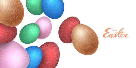 easter eggs daisies 3d vector background