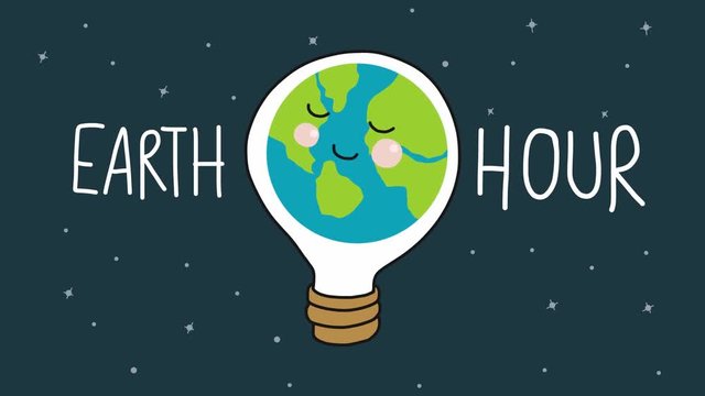 Earth Hour 60+ Cute World Hiding Behind The Wall Cartoon