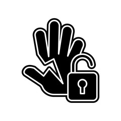 Breaches, lock icon. Element of General data project for mobile concept and web apps icon. Glyph, flat icon for website design and development, app development