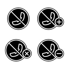 set of no call tube icon. Element of phone for mobile concept and web apps icon. Glyph, flat icon for website design and development, app development