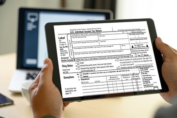 Obraz premium Income Tax Return and Refund Individual income tax return online Fixed income