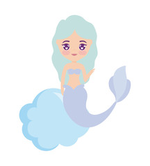Obraz na płótnie Canvas cute mermaid sitting in cloud