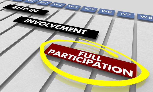 Full Participation Engagement Actions Gantt Chart 3d Illustration