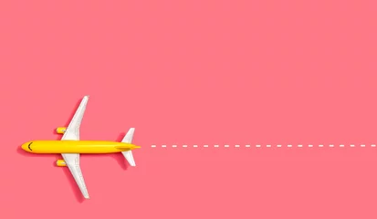 Fototapete Flugzeug Spielzeug Miniaturflugzeug Draufsicht flach legen