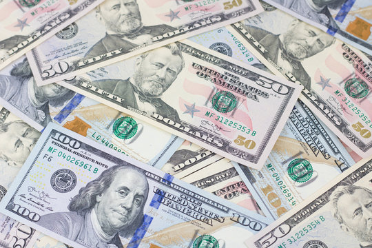 American banknotes fifty and one hundred dollar