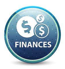 Finances (dollar sign) shiny sky blue round button