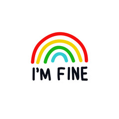 rainbow doodle icon, im fine