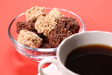 クランチチョコレートとコーヒー