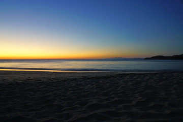 Dramatic orange sunset sky over the Playa Virador beach in Peninsula Papagayo, Guanacaste, Costa Rica