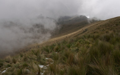 The view at the Pichincha volcano, located just to the side of Quito, which wraps around its eastern slopes, Pichincha, Ecuador.