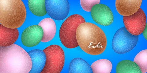 easter eggs daisies 3d vector background