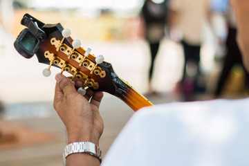 Fototapeta na wymiar Mandolin musicians are preparing