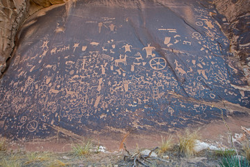 Newspaper Rock is famous for all the petroglyphs carved there.