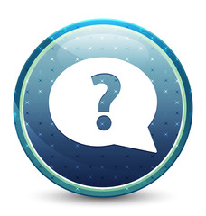 Question mark bubble icon shiny sky blue round button